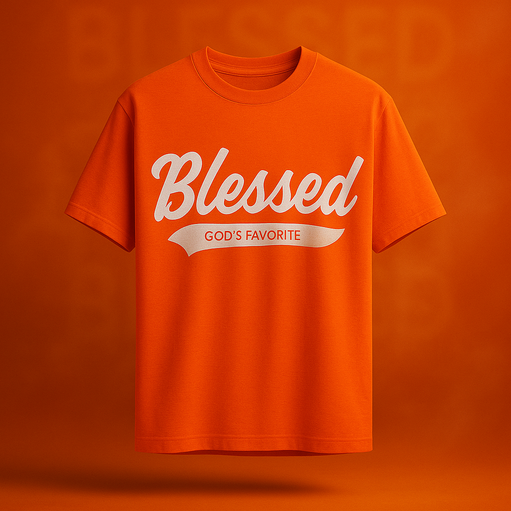 Blessed Scripted Tee - Orange