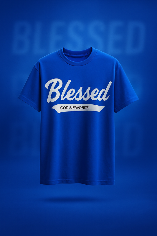 Blessed Script Tee - Blue
