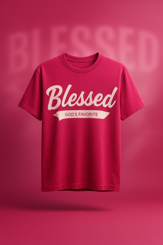 Blessed Script Tee - Dark Pink