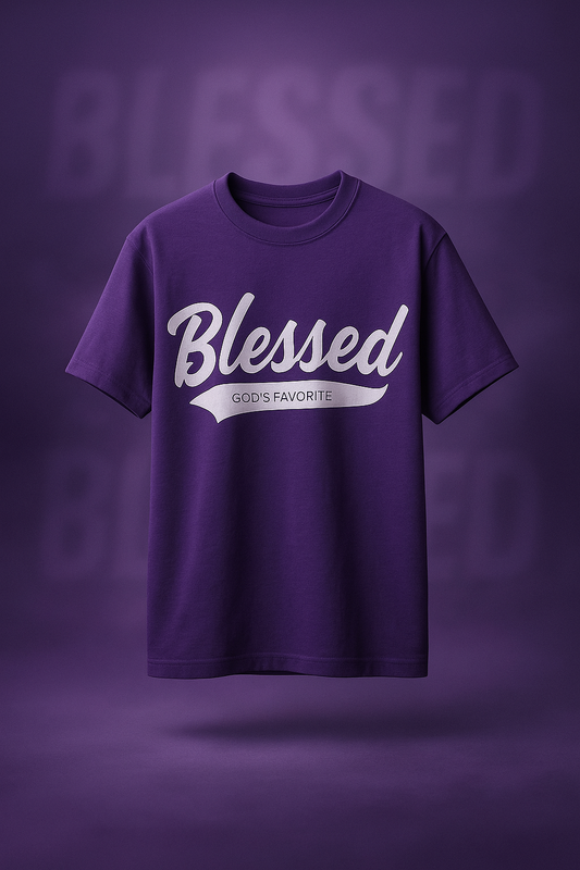 Blessed Script Tee - Purple
